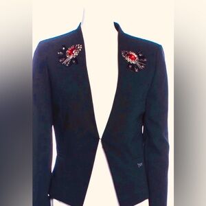 Chic Black Blazer with Embellished Accents by Philipp Plein